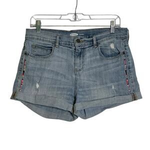Old Navy embroidered distressed cuffed jean boyfriend shorts size 6
